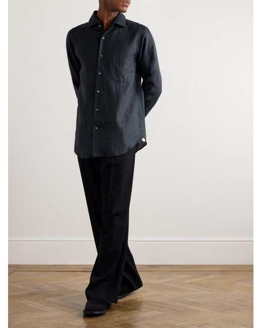Loro Piana Blue André Arizona Linen Shirt for men