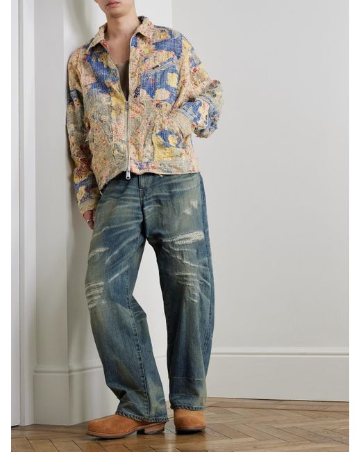 Kapital Natural Boro Distressed Patchwork Cotton And Linen-Blend Zip-Up Jacket for men