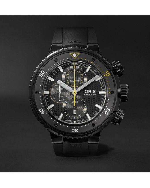 Oris Black Prodiver Dive Control Limited Edition Automatic Chronograph 51mm Dlc-coated Titanium And Rubber Watch, Ref. No. 01 774 7727 for men