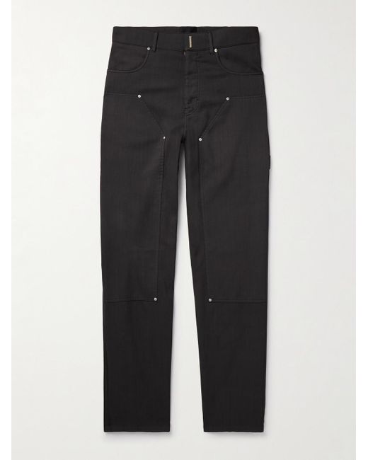 Givenchy Black Straight-leg Logo-embellished Wool-blend Twill Trousers for men