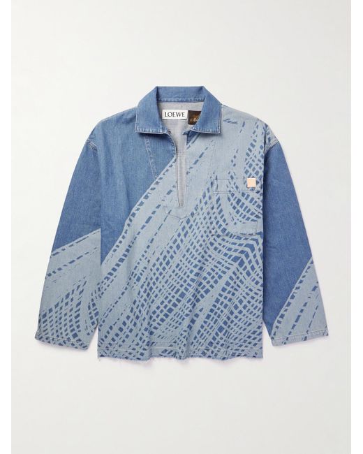 Paula's Ibiza Camicia in denim sfrangiato con stampa e logo applicato di Loewe in Blue da Uomo