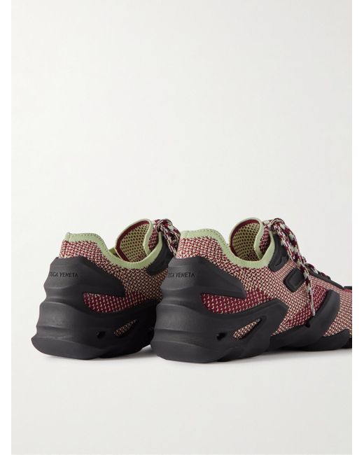 Sneakers in maglia stretch con finiture in gomma Flex di Bottega Veneta in Brown da Uomo