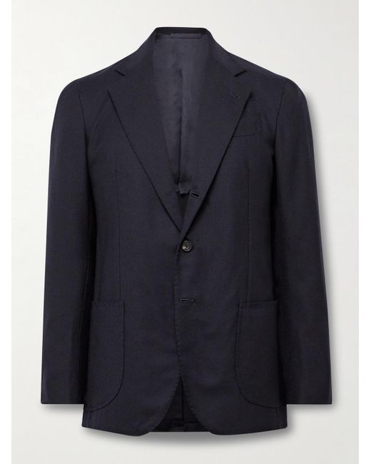 J. Mueser Blue Waverly Wool-hopsack Blazer for men