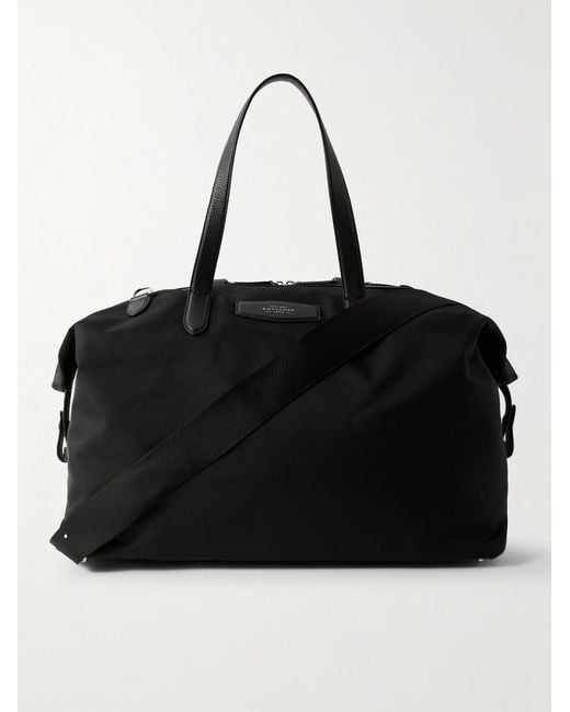 Smythson Black Norton Leather-trimmed Canvas Weekend Bag for men
