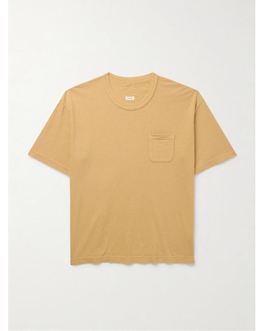 T-shirt in jersey di misto cotone tinta in capo Jumbo di Visvim in Natural da Uomo