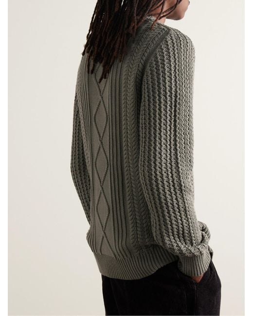 NN07 Green Caleb 6619 Cable-knit Organic Cotton Sweater for men