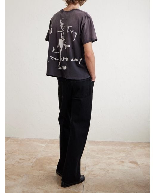 Enfants Riches Deprimes Blue Anti-Intellectual Ethic Distressed Printed Cotton-Jersey T-Shirt for men