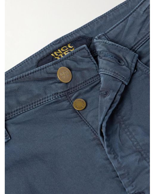 Incotex Blue Slim-fit Cotton-blend Trousers for men