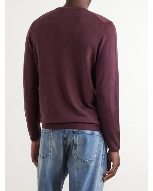 Canali Purple Wool Sweater for men