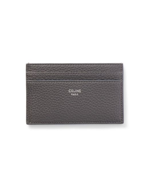 Céline Gray Logo-Detailed Full-Grain Leather Cardholder for men