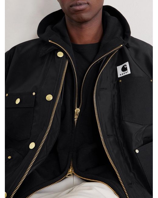Sacai Black X Carhartt Corduroy-Trimmed Blouson Jacket for men
