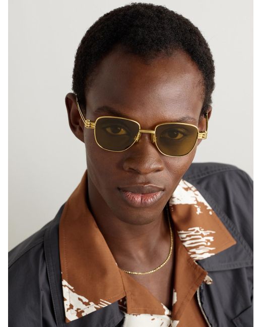 Bottega Veneta Metallic Square-Frame-Tone Sunglasses for men