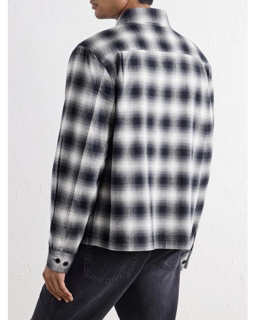 Corridor NYC Blue Zoclao Checked Zip-Up Cotton Jacket for men