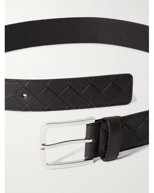 Bottega Veneta Black 3.5Cm Intrecciato Leather Belt for men