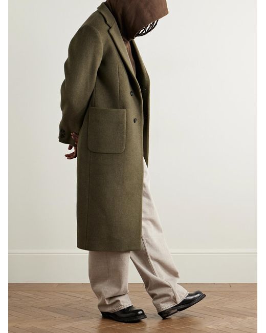 Our Legacy Green Robe Melton Wool-Blend Overcoat for men
