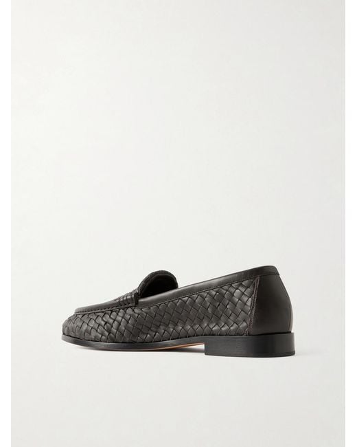 Bottega Veneta Black Intrecciato Leather Loafers for men