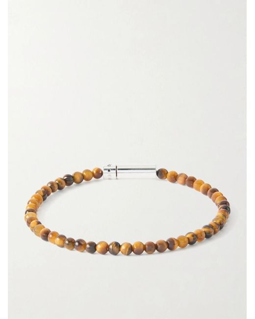 Le Gramme Brown 11G Sterling And Tiger Eye Beaded Bracelet for men