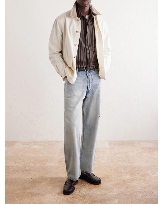 FRAME White Suede-Trimmed Cotton-Blend Jacket for men