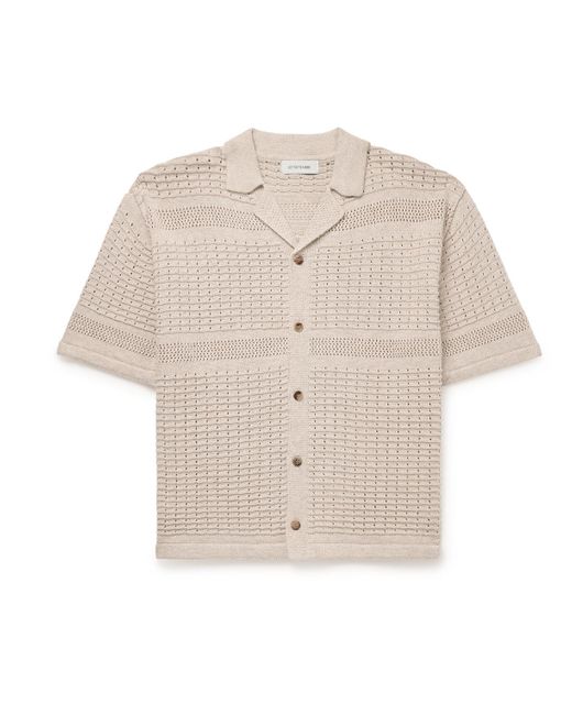 LE17SEPTEMBRE Natural Camp-collar Open-knit Cotton-blend Shirt for men