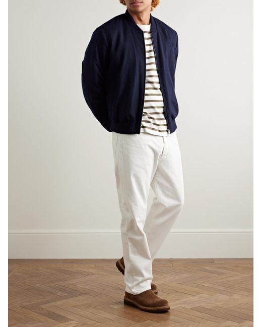 Mr P. Blue Padded Cashmere-Blend Bomber Jacket for men