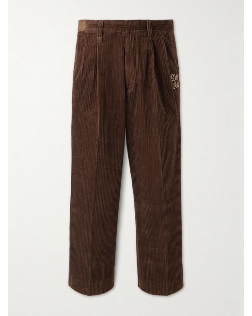 Human Made Brown Wide-leg Pleated Cotton-corduroy Trousers for men