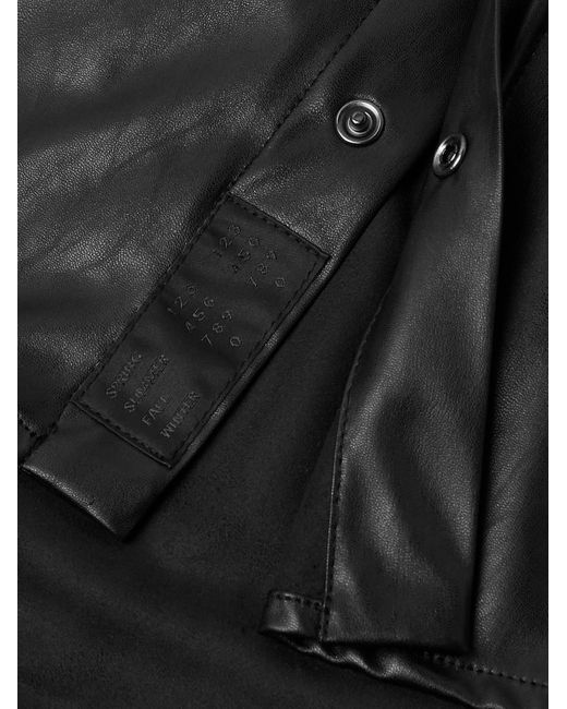 4SDESIGNS Black Faux Leather Shirt for men