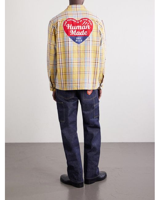 Human Made Metallic Logo-embroidered Checked Cotton-flannel Shirt for men