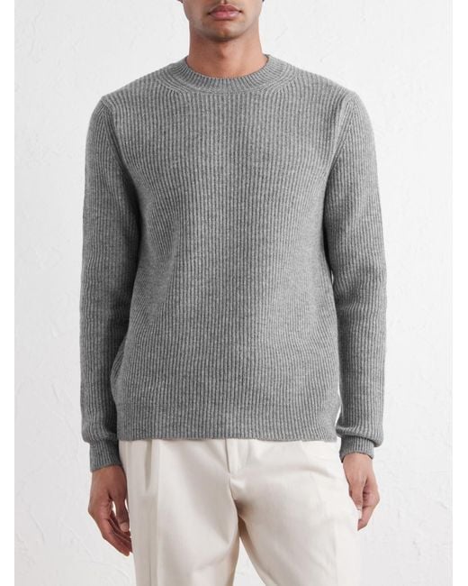 Slowear Gray Zanone Slim-Fit Ribbed Wool Sweater for men