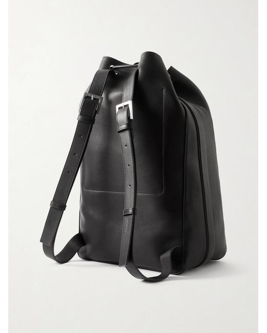 Tom Ford Black T Line Leather Drawstring Backpack for men