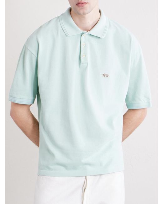 Visvim Blue Mondo Logo-embroidered Cotton-piqué Polo Shirt for men