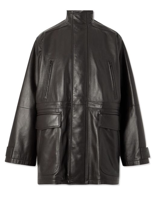 Balenciaga Black Oversized Padded Leather Jacket for men