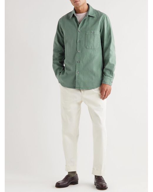 Mr P. Green Garment-Dyed Ribbed Cotton Shirt for men