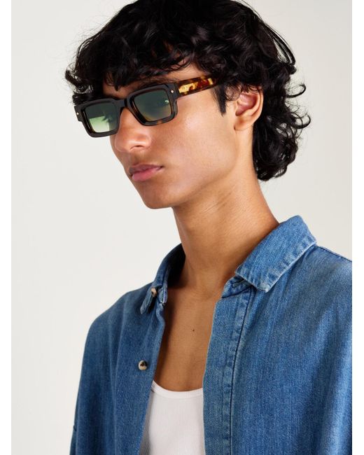 sato Green Cervantes Square-frame Tortoiseshell Acetate Sunglasses for men