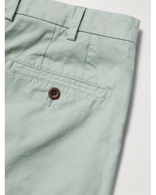 Sid Mashburn Green Slim-fit Straight-leg Garment-dyed Cotton-twill Trousers for men