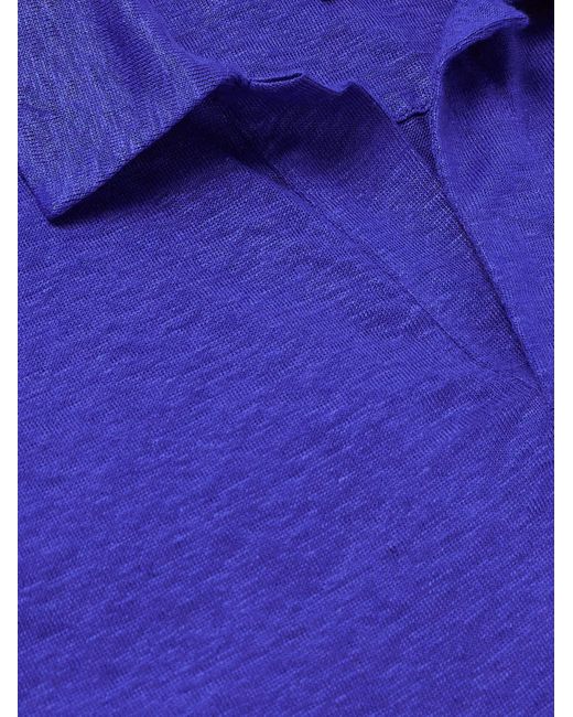 Vilebrequin Blue Pyramid Linen-Jersey Polo Shirt for men