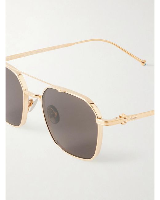 Cartier Metallic Pasha Square-frame Gold-tone Sunglasses for men