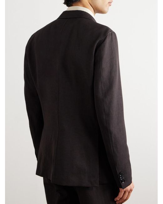 Zegna Black Slim-fit Wool And Linen-blend Suit Jacket for men