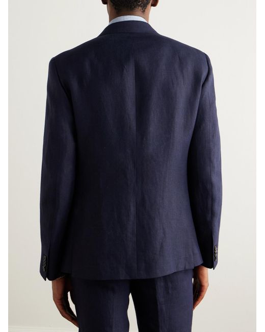 Loro Piana Blue Linen Suit Jacket for men