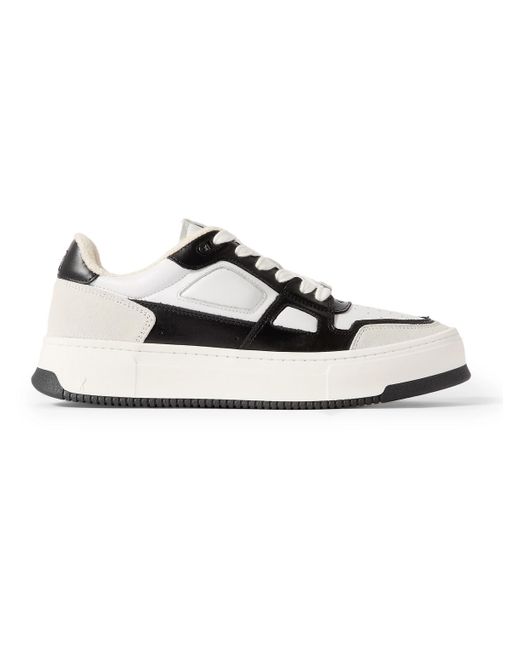 AMI White Ami Arcade Suede-trimmed Leather Sneakers for men