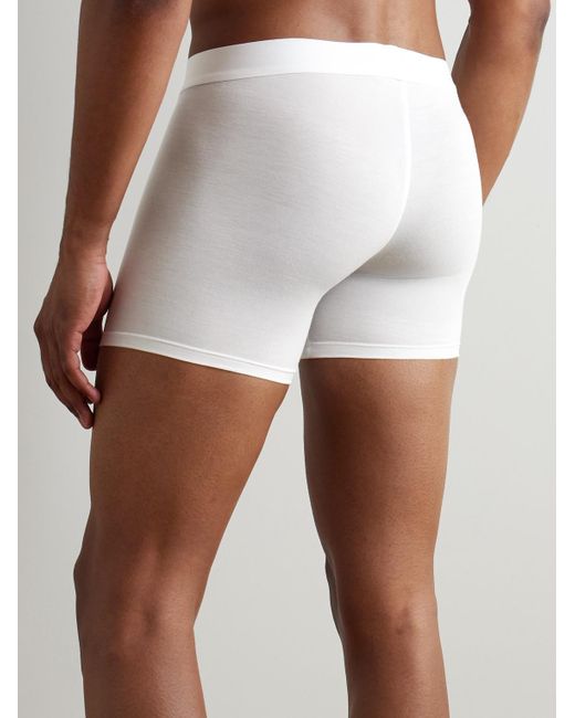 Zimmerli of Switzerland White Pureness Stretch-Micro Modal Boxer Briefs for men