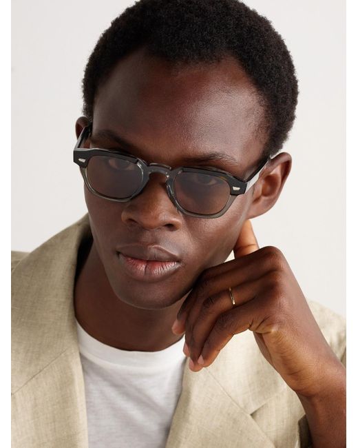 Cutler & Gross Natural Round-Frame Acetate And-Tone Sunglasses for men