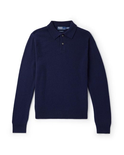 Polo Ralph Lauren Blue Cashmere Polo Shirt for men