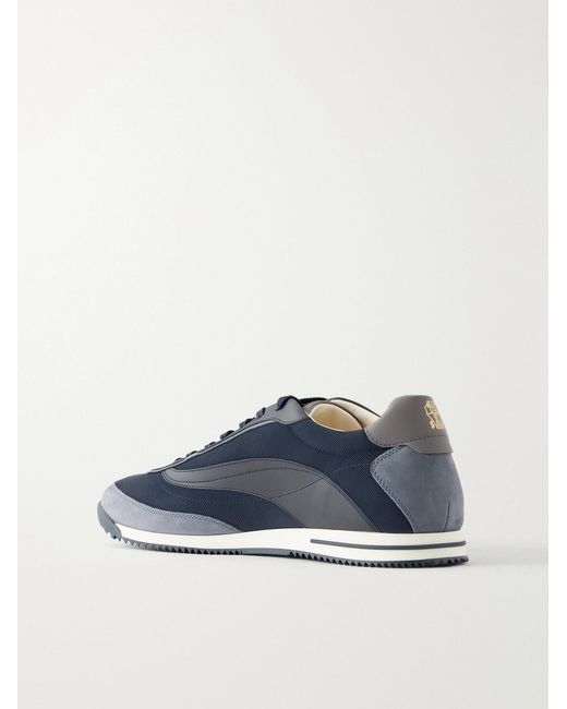 Brunello Cucinelli Blue Suede And Leather-trimmed Shell Sneakers for men