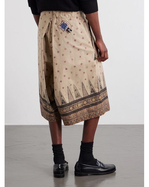Kapital Natural Wide-Leg Printed Cotton Shorts for men