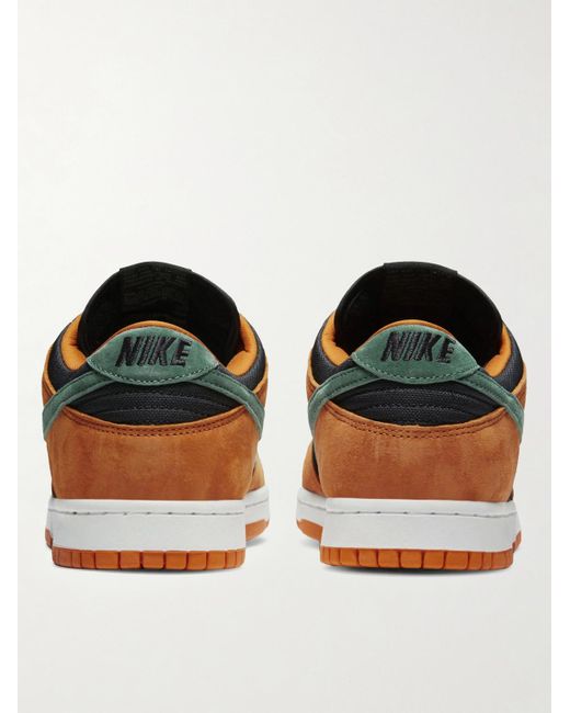 Nike Brown Dunk Low Mesh-trimmed Suede Sneakers for men