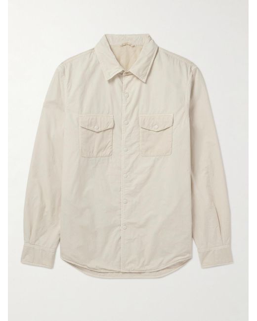 Aspesi White Corduroy-trimmed Cotton-shell Padded Overshirt for men