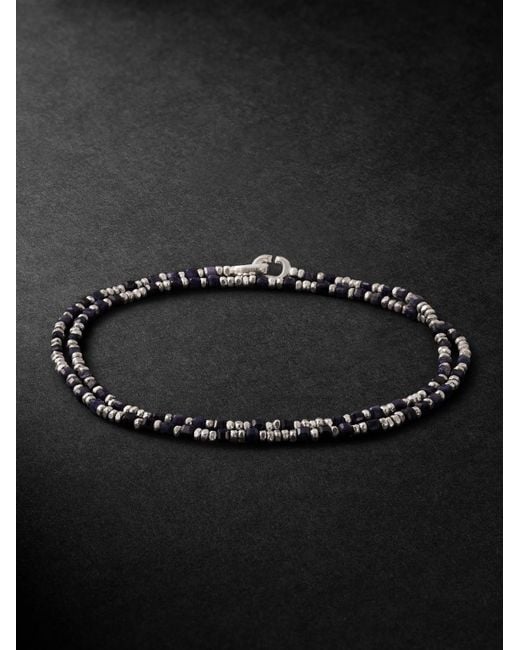 M. Cohen Black Percep Two Sterling, Sapphire And Lapis Lazuli Beaded Wrap Bracelet for men
