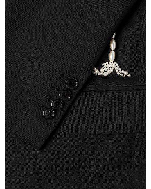 Simone Rocha Black Cake Faux Pearl-embellished Virgin Wool-twill Blazer for men