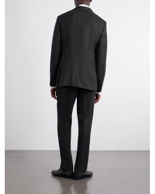 Mr P. Black Slim-Fit Linen Tuxedo Jacket for men