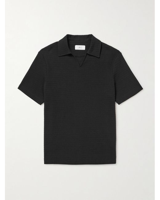 Mr P. Polohemd aus geripptem Biobaumwoll-Jersey in Black für Herren